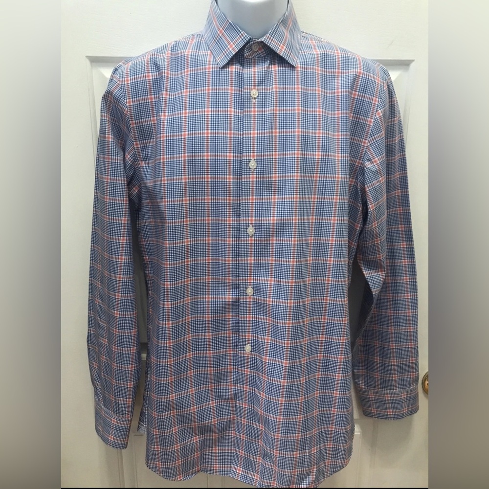 Banana Republic | SM Men’s Grant Slim Fit Button-Down Plaid Shirt | Blue/Red